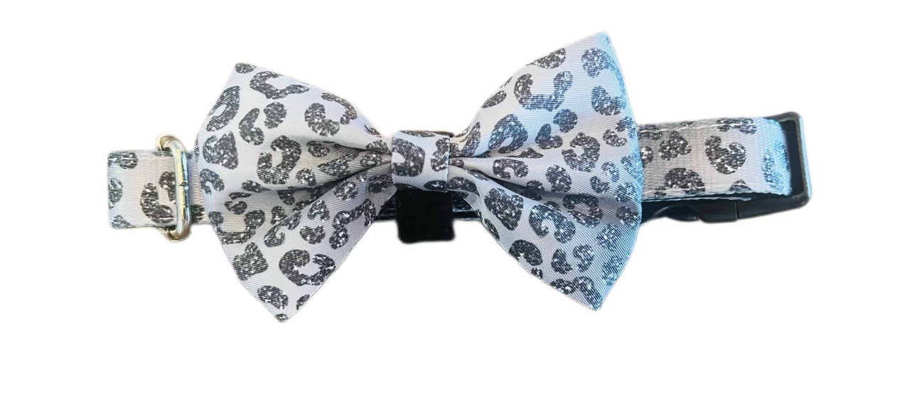 Silver Ombré Cheetah Bow Tie