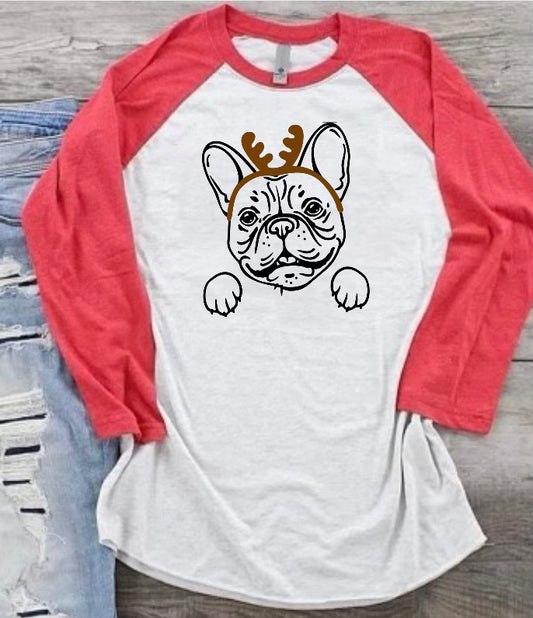 Holiday Frenchie Raglan Tee