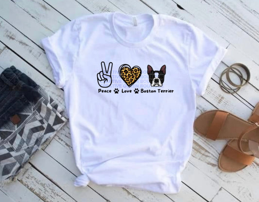 Peace Love Boston Terrier Tee