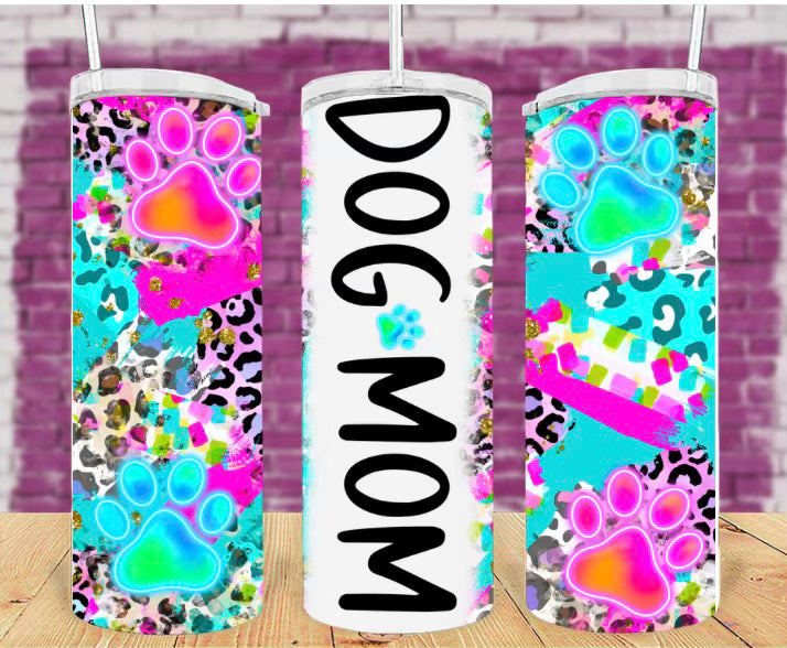 20oz Multi Color Dog Mom Tumbler