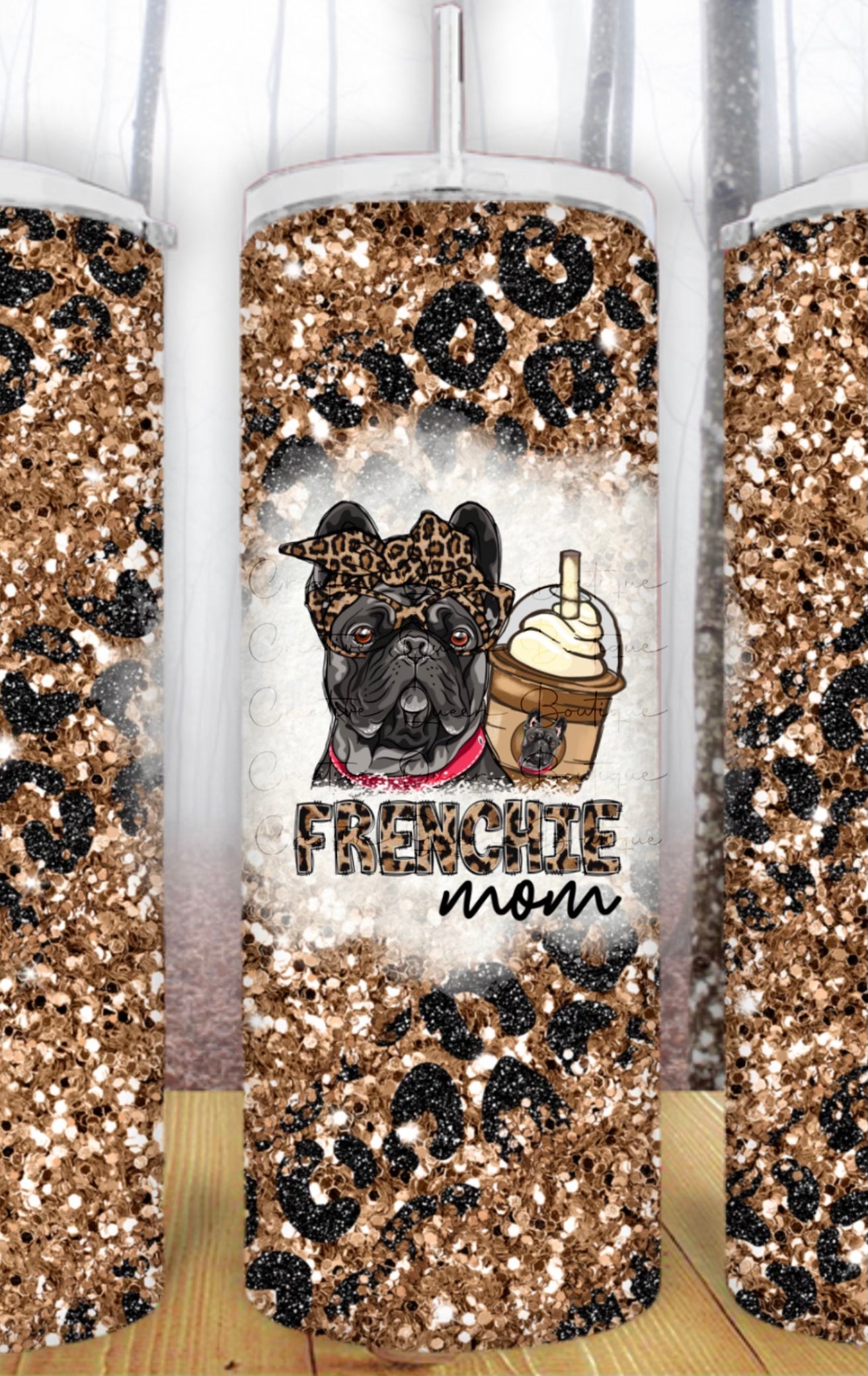 20oz Rose Gold Cheetah Frenchie Mom Tumbler