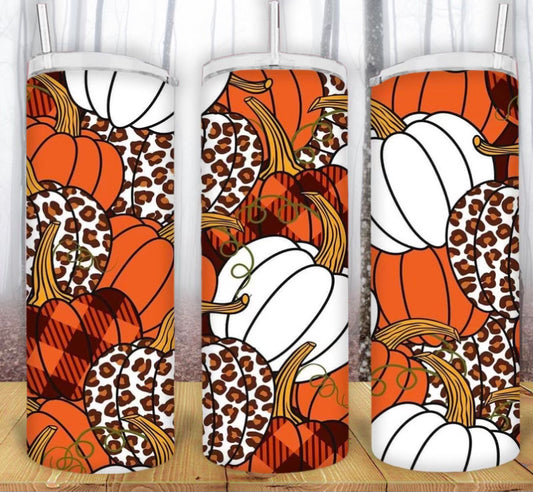 20oz Plaid/Cheetah Pumpkin Tumbler