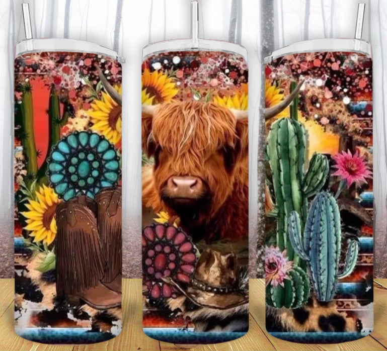 20oz Highland Cow Western Tumbler