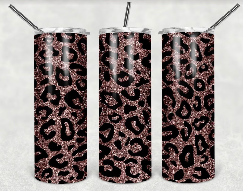 20oz Rose Gold Leopard Tumbler