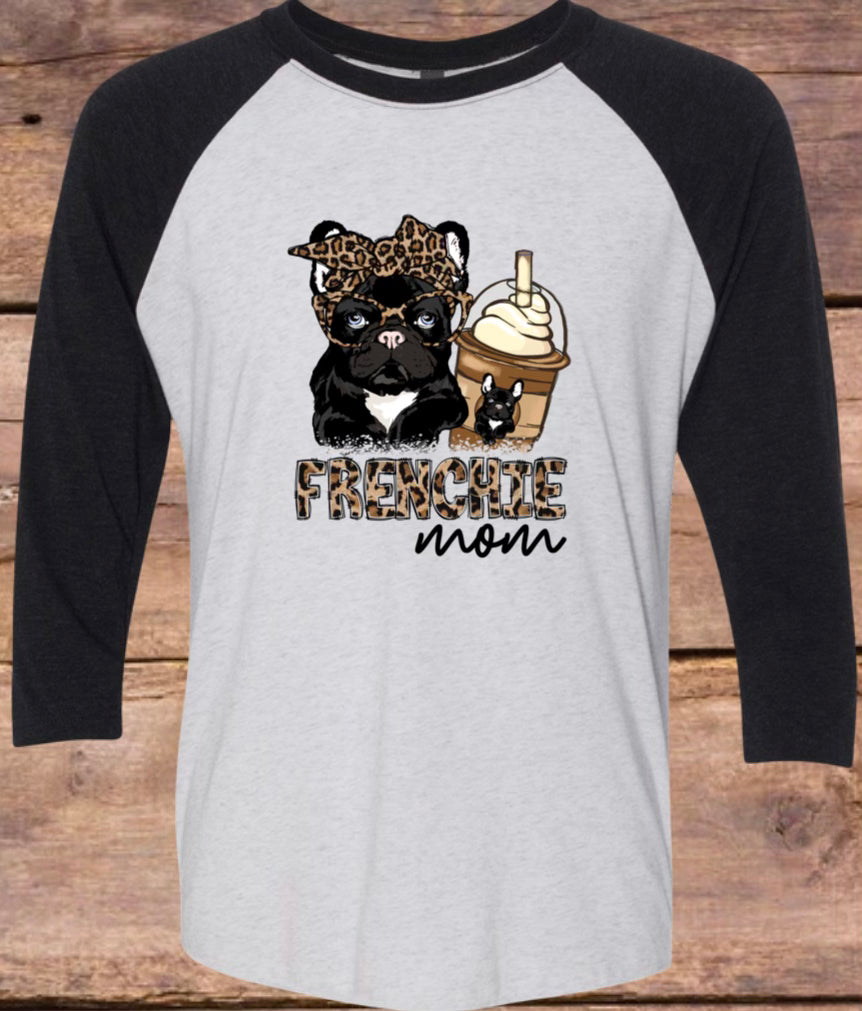 Cheetah Frenchie Mom Raglan Tee