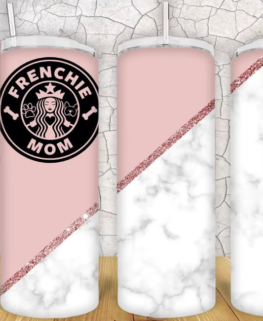 20oz Frenchie Mom Pink/Marble Tumbler