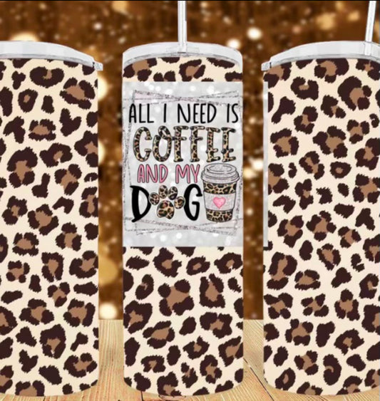 20oz Cheetah PawPrint Dog Mom Tumbler