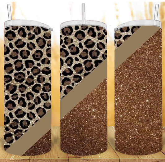 20oz Leopard Glitter Tumbler