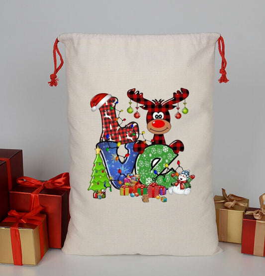 Love Reindeer Santa Bag