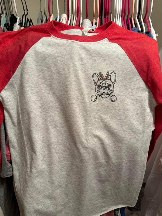 Holiday Frenchie Raglan Tee