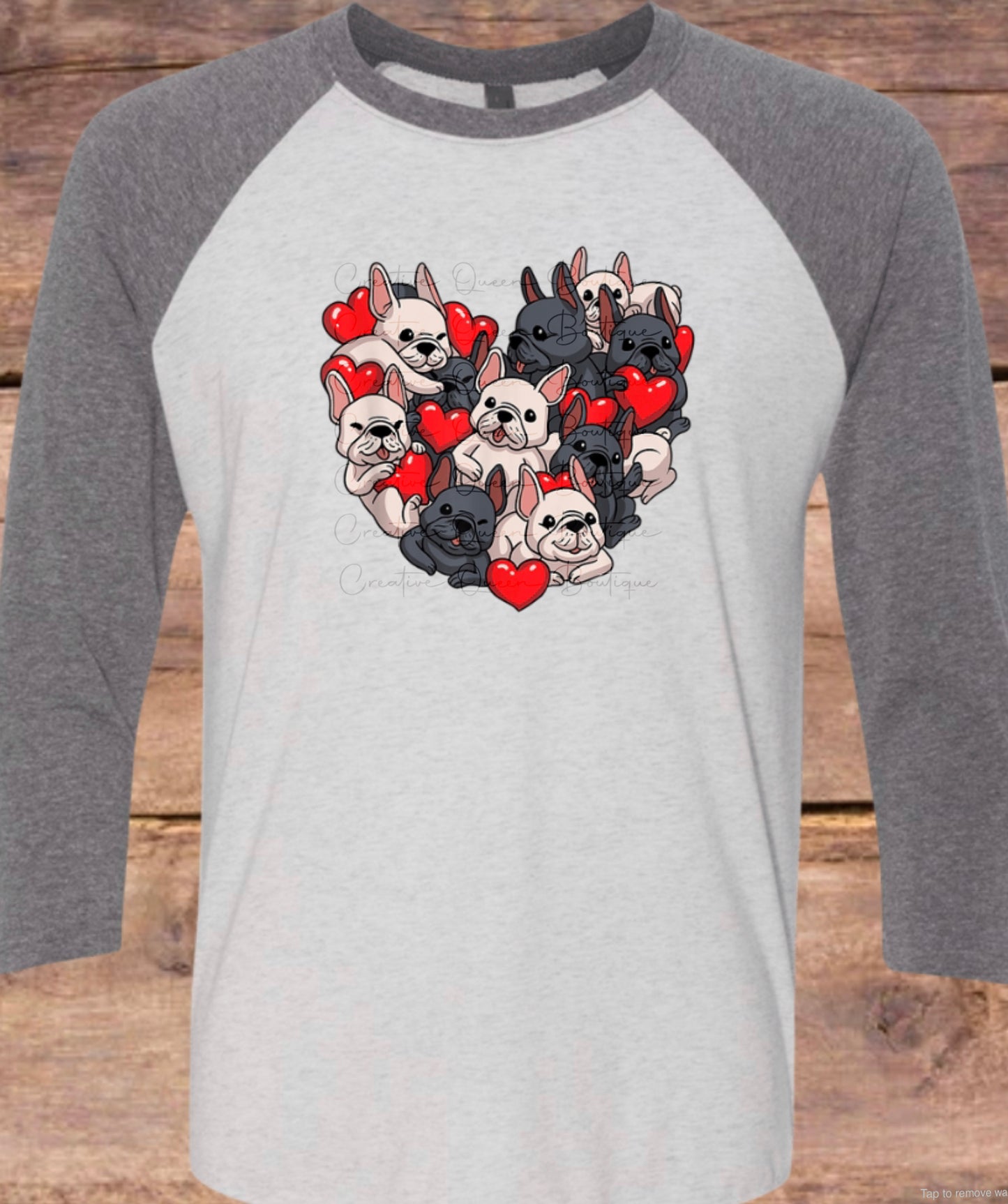 Frenchie Heart Raglan Tee