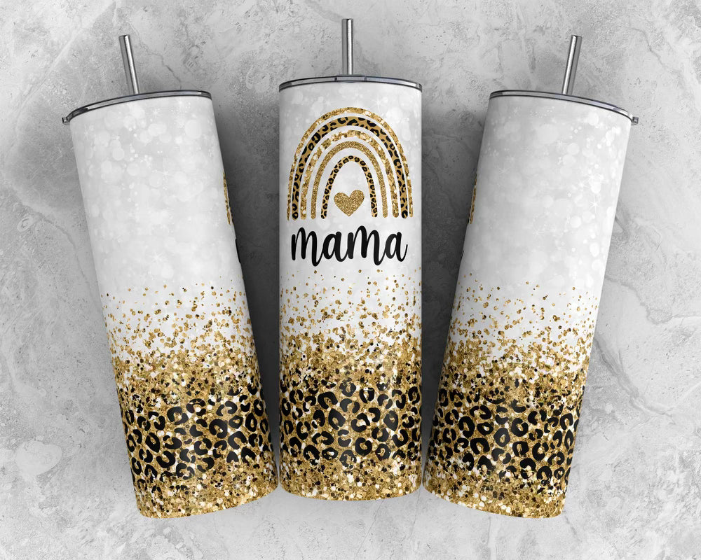 20oz Gold Glitter Mama Tumbler