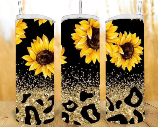 20oz Cheetah Ombré Sunflower Tumbler