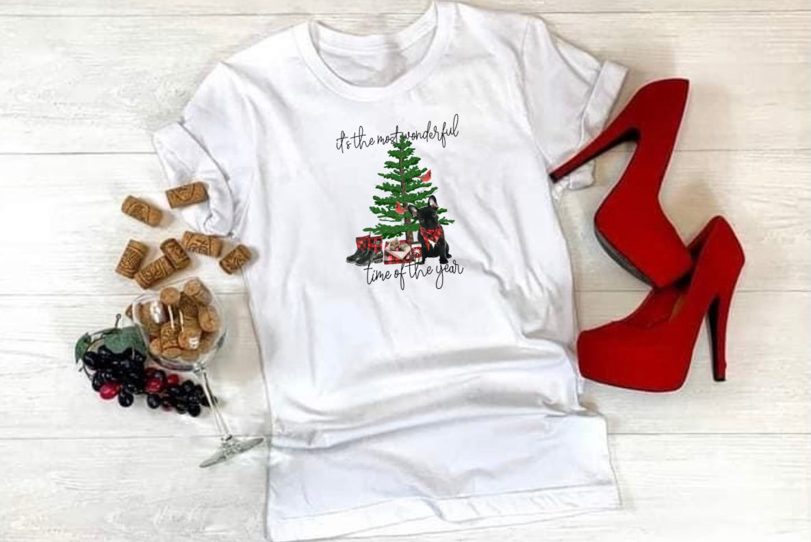 Frenchie Christmas Tee CHOOSE FRENCHIE COLOR