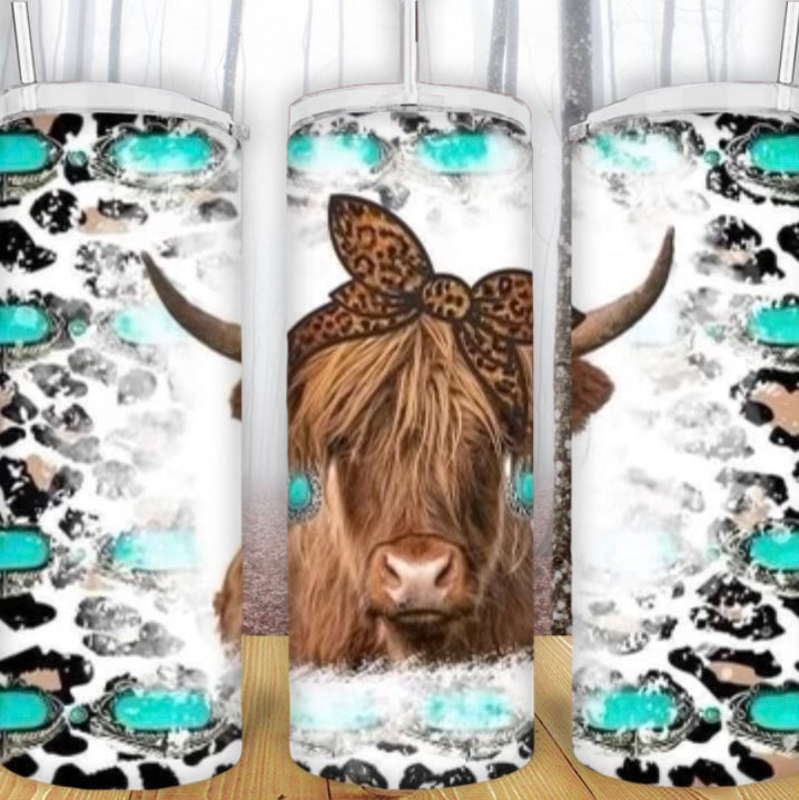 20oz Highland Cow Bow Tumbler