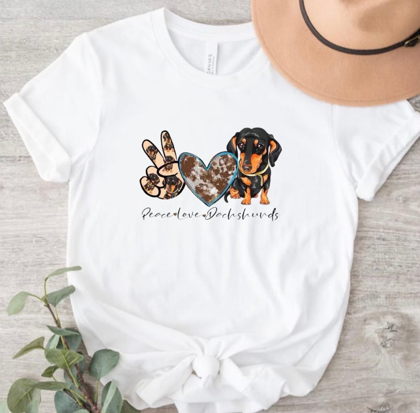 Peace Love Dachshund Tee