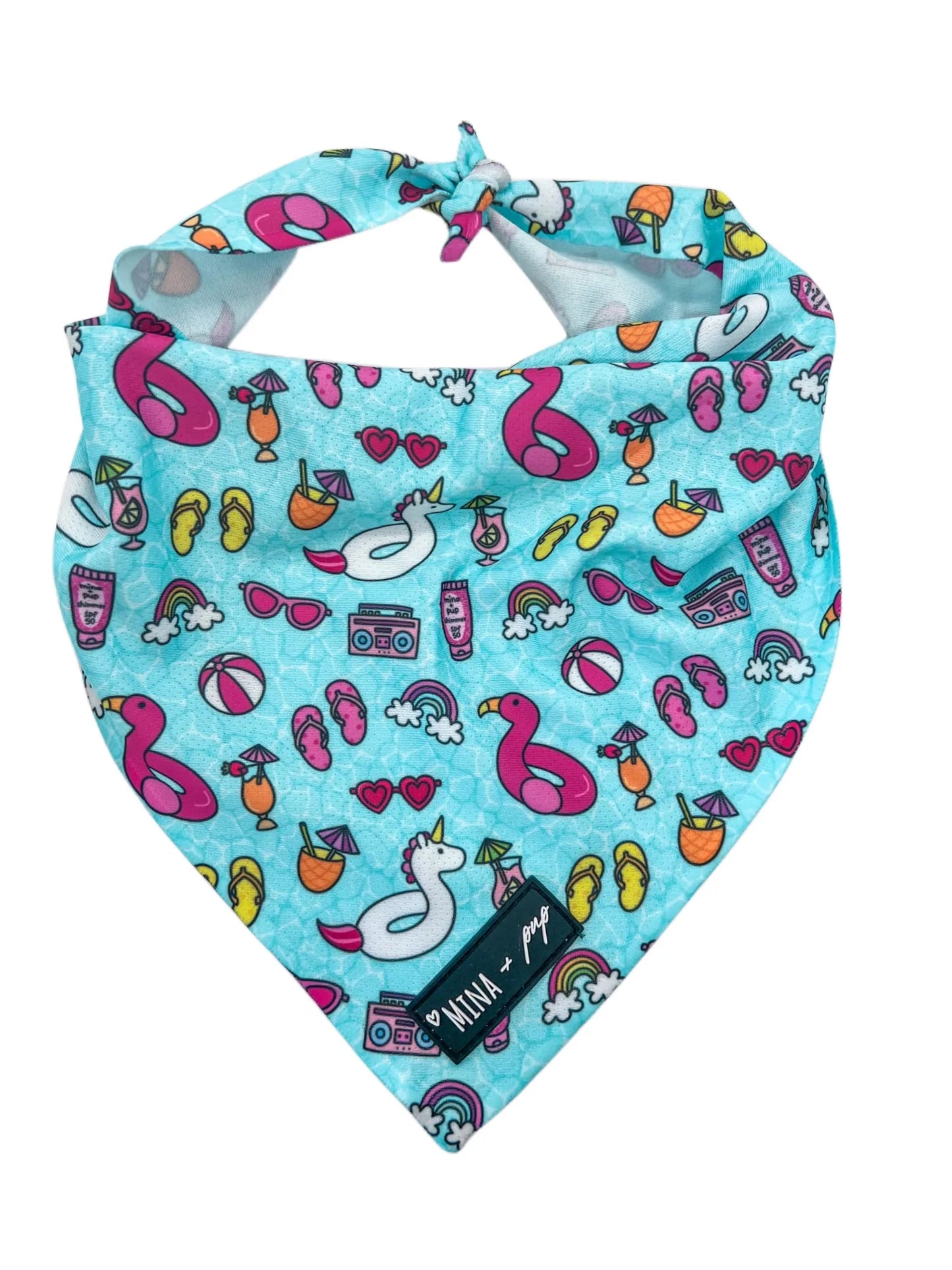 Pool Day Tie On Dog or Cat Bandana (Also a cooling bandana)