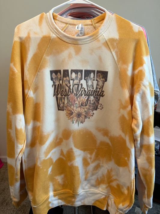 West Virginia Bleached Sponge Fleece Crewneck