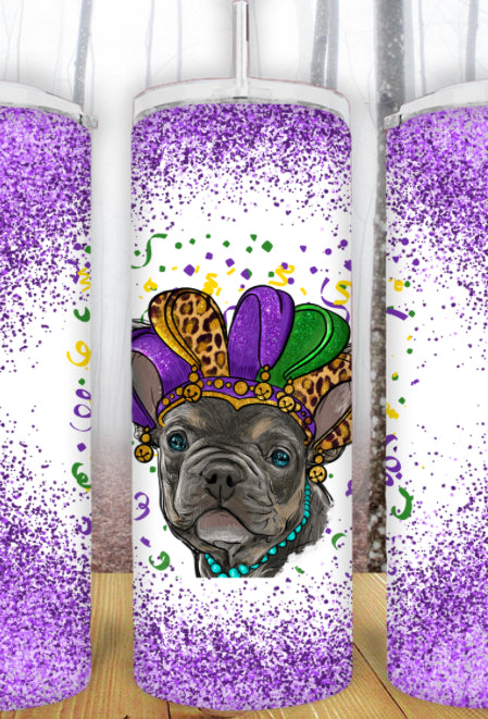 20oz Mardi Gras Frenchie Tumbler