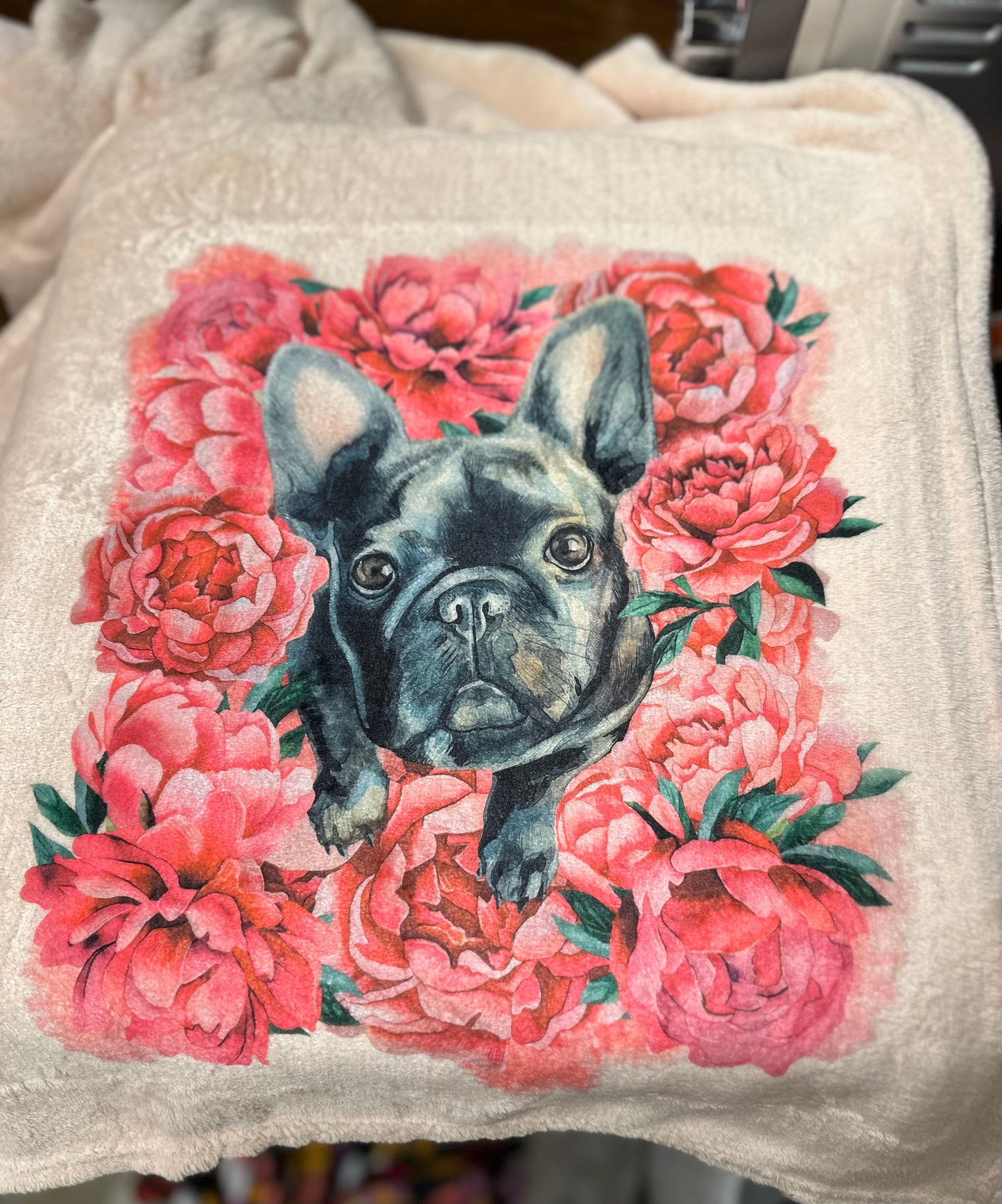 Floral French Bulldog Blanket