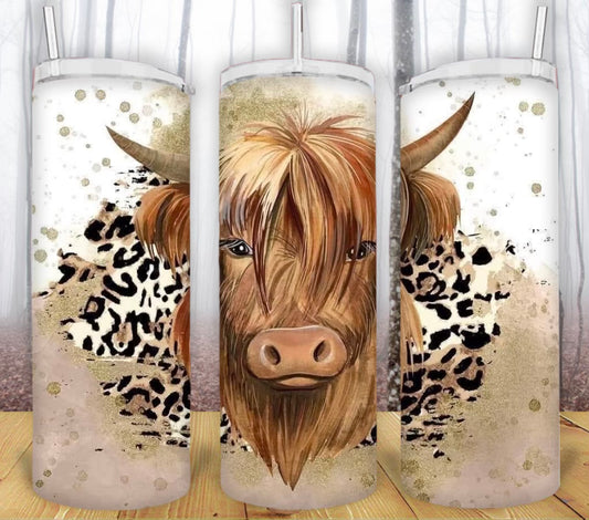 20oz Highland Cow Cheetah Tumbler