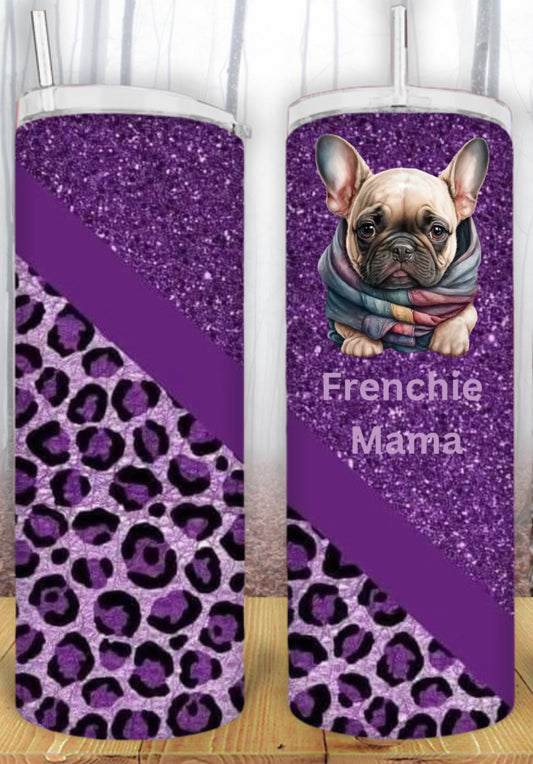 20oz Purple Cheetah Frenchie Mama Tumbler