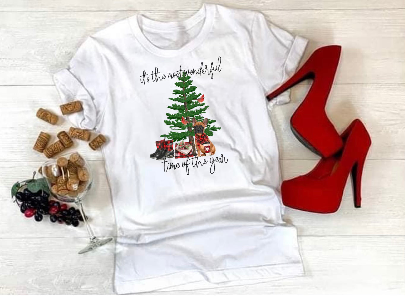 Frenchie Christmas Tee CHOOSE FRENCHIE COLOR