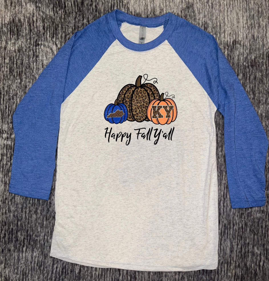 Happy Fall Y’all Kentucky Raglan Tee