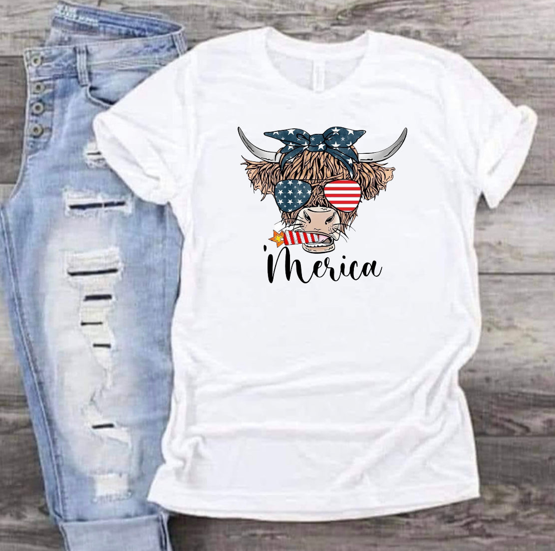 Highland Cow ‘Merica Tee