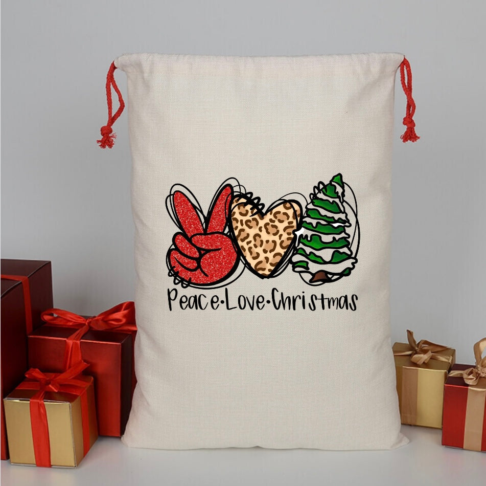 Peace Love Christmas Santa Bag