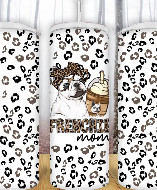 20oz Frenchie Mom Cheetah Tumbler